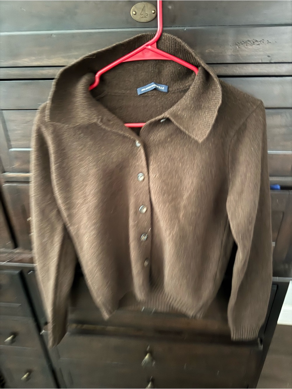 Brandy Melville Brown Button-Up Collared Knit Cardigan